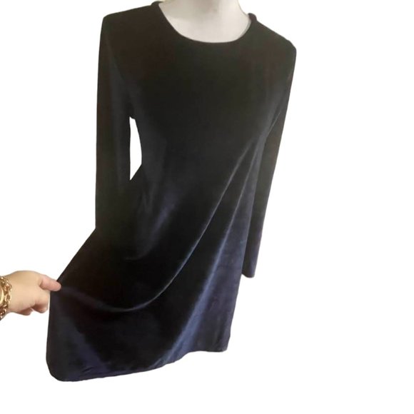 Velvet Navy A-Line Swing Skater Mini Holiday Event Party Cocktail Dress - Picture 13 of 13